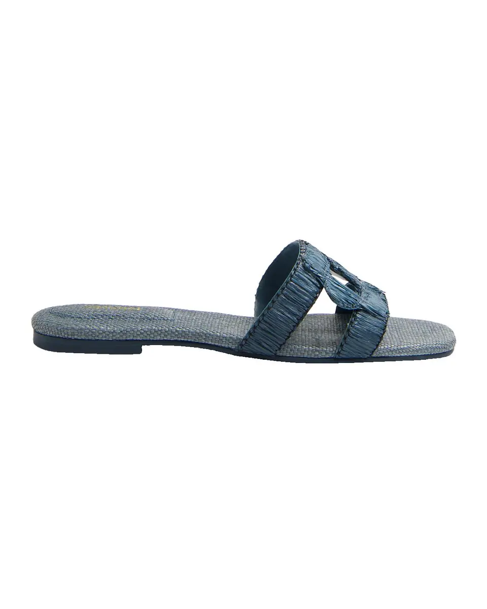 Simkhai Raffia Monogram Flat Slide Sandals | Thumbnail 4