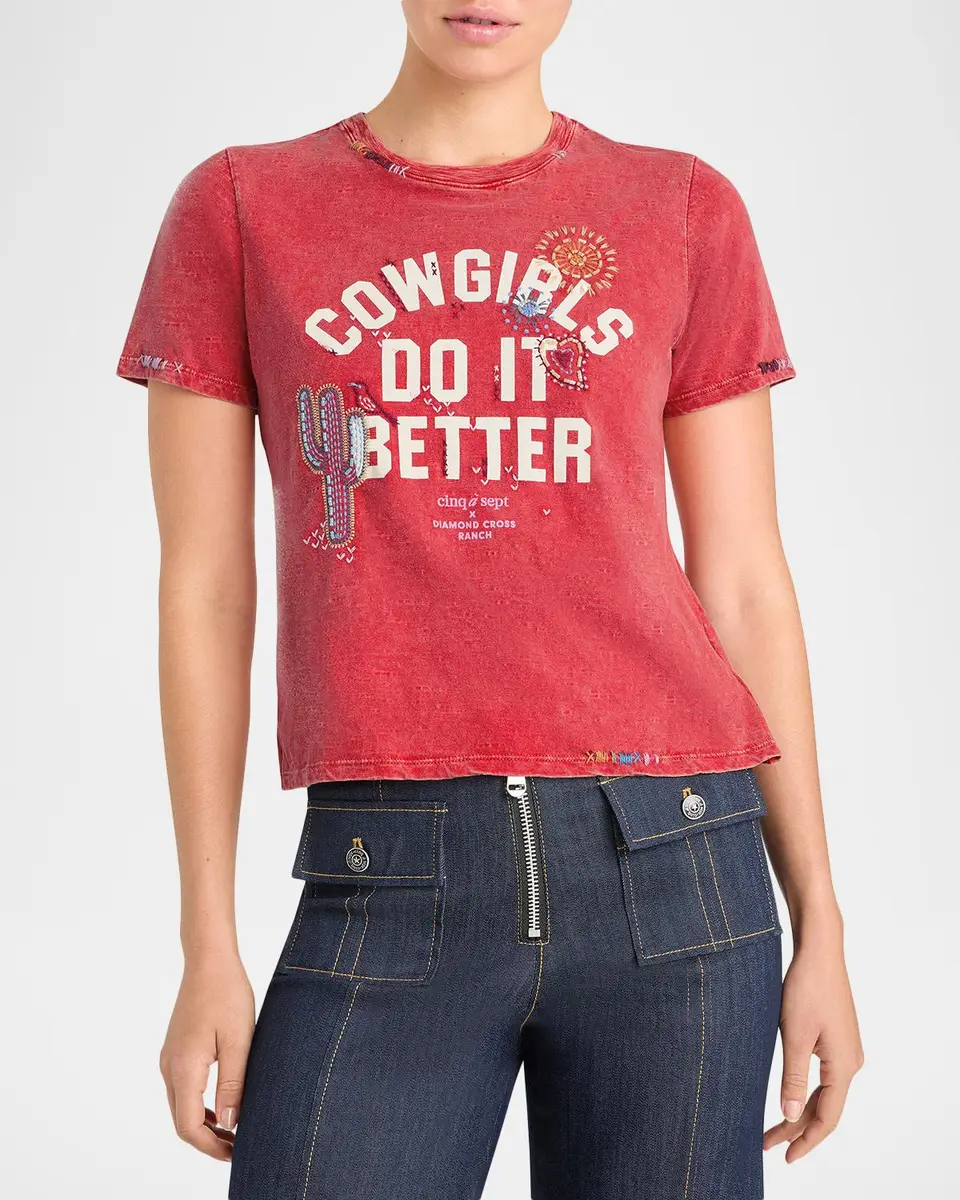 Cinq à Sept Cowgirls Do It Better Shrunken Tee | Thumbnail 3 Cinq à Sept Cowgirls Do It Better Shrunken Tee | Thumbnail 3