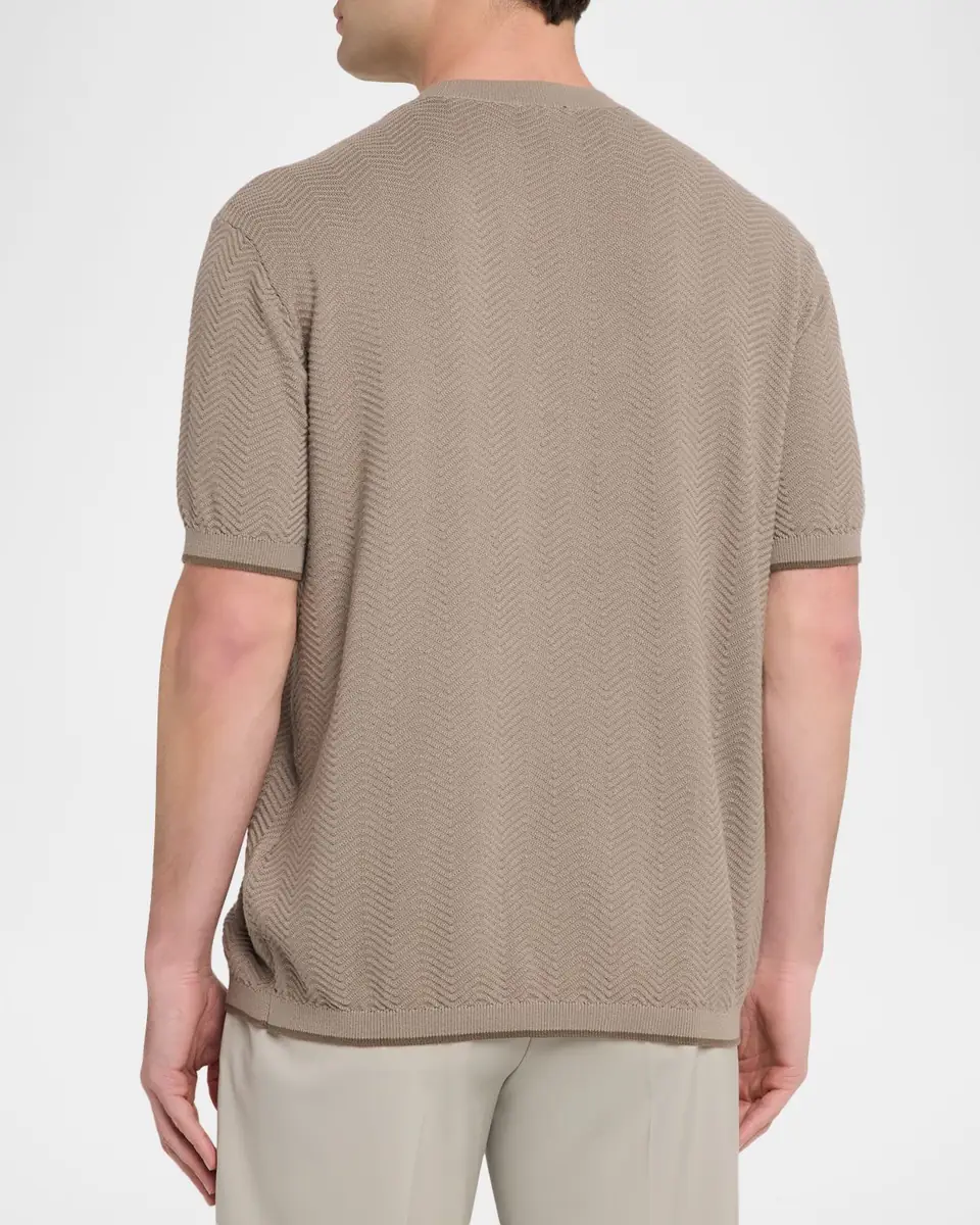 Emporio Armani Men's Tonal Textured Cotton T-Shirt | Thumbnail 3