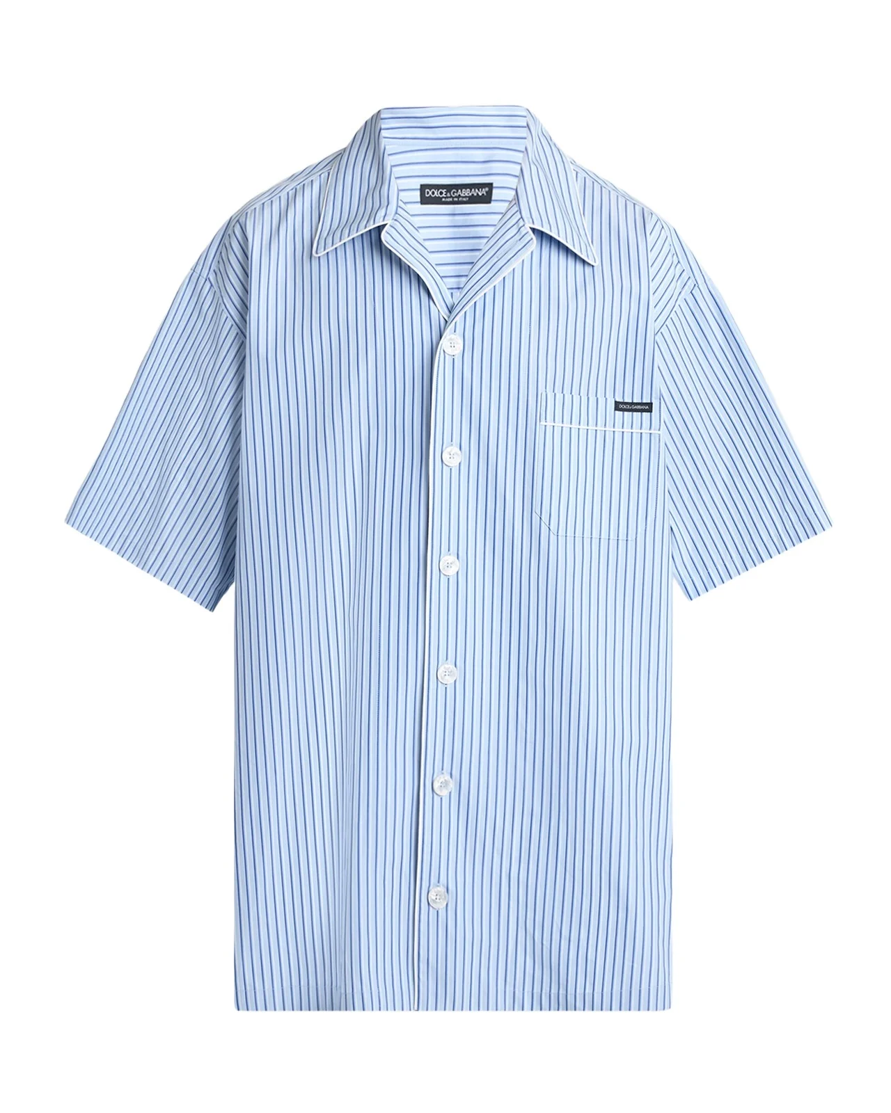 Dolce & Gabbana Men's Cotton and Silk Stripe Oversized Short-Sleeve Shirt