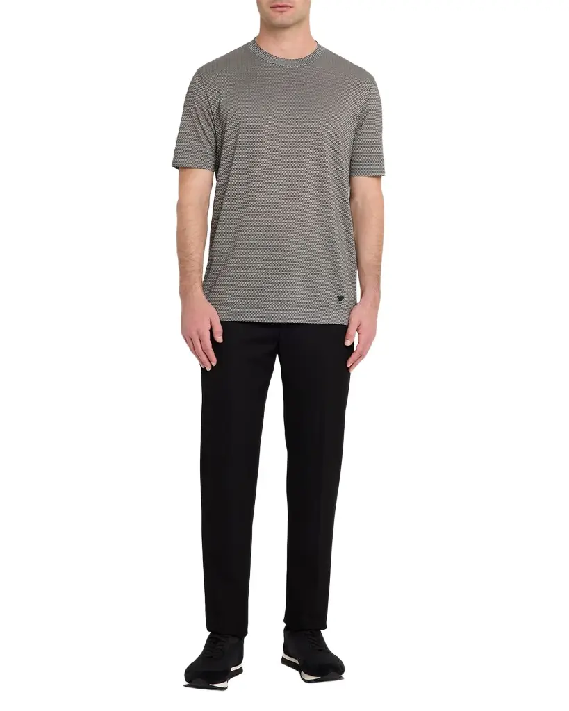 Emporio Armani Men's Icon Jacquard Jersey T-Shirt | Image 1 Emporio Armani Men's Icon Jacquard Jersey T-Shirt | Image 1