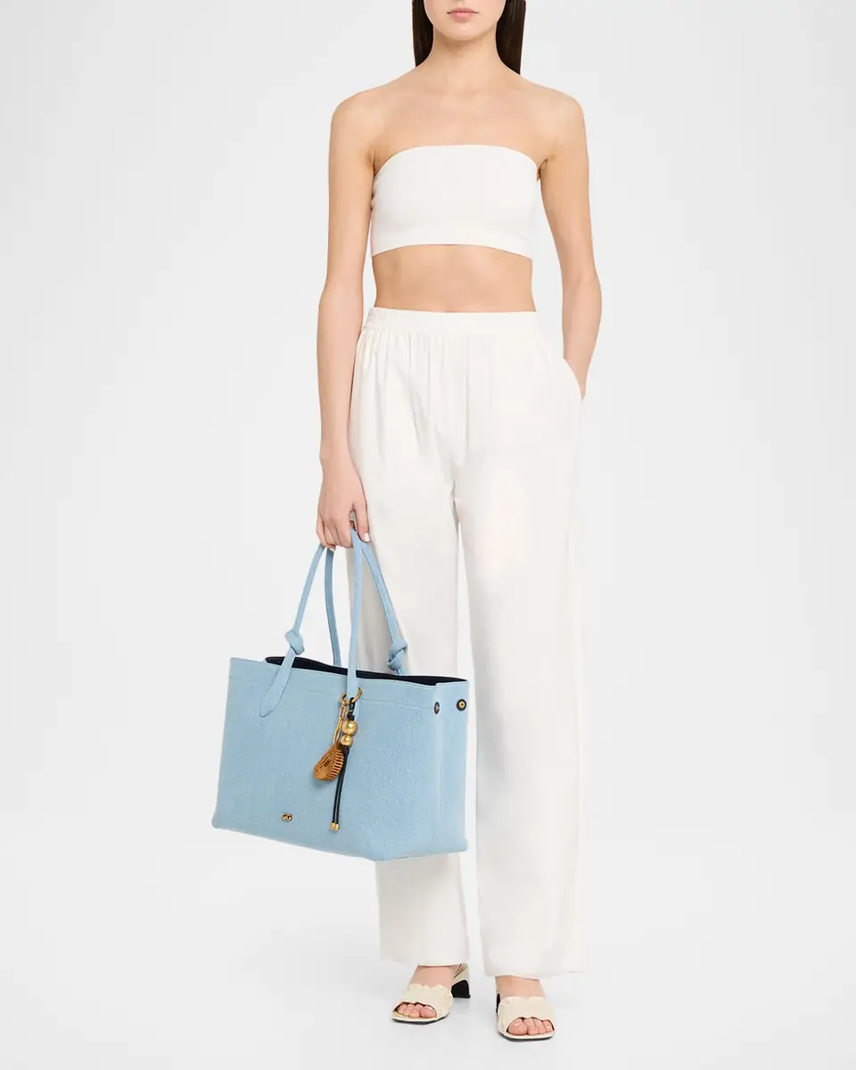Cult Gaia Ariella Cotton Denim Tote Bag with Bag Charm | Thumbnail 5 Cult Gaia Ariella Cotton Denim Tote Bag with Bag Charm | Thumbnail 5