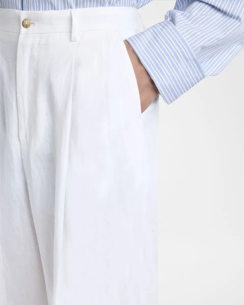 Dolce & Gabbana Men's Linen Wide-Leg Pleated Trousers | Thumbnail 5 Dolce & Gabbana Men's Linen Wide-Leg Pleated Trousers | Thumbnail 5