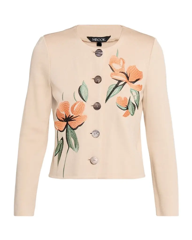 Misook Heritage Floral-Embroidered Knit Cardigan | Image 1 Misook Heritage Floral-Embroidered Knit Cardigan | Image 1