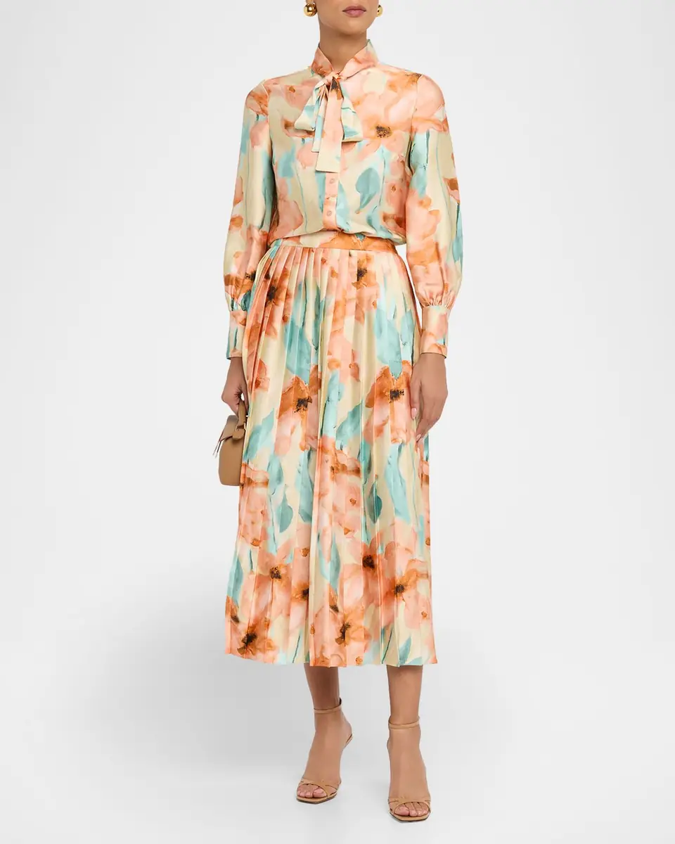 Misook Floral-Print Crepe De Chine Blouse | Thumbnail 2 Misook Floral-Print Crepe De Chine Blouse | Thumbnail 2