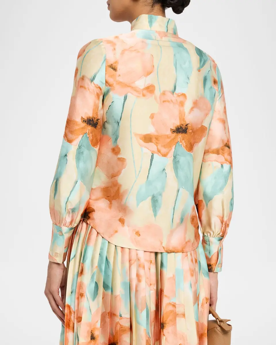 Misook Floral-Print Crepe De Chine Blouse | Thumbnail 3 Misook Floral-Print Crepe De Chine Blouse | Thumbnail 3