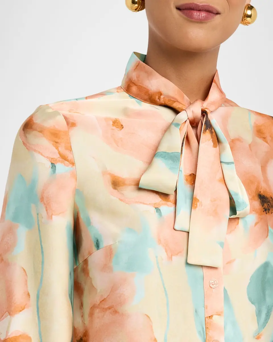 Misook Floral-Print Crepe De Chine Blouse | Thumbnail 5 Misook Floral-Print Crepe De Chine Blouse | Thumbnail 5