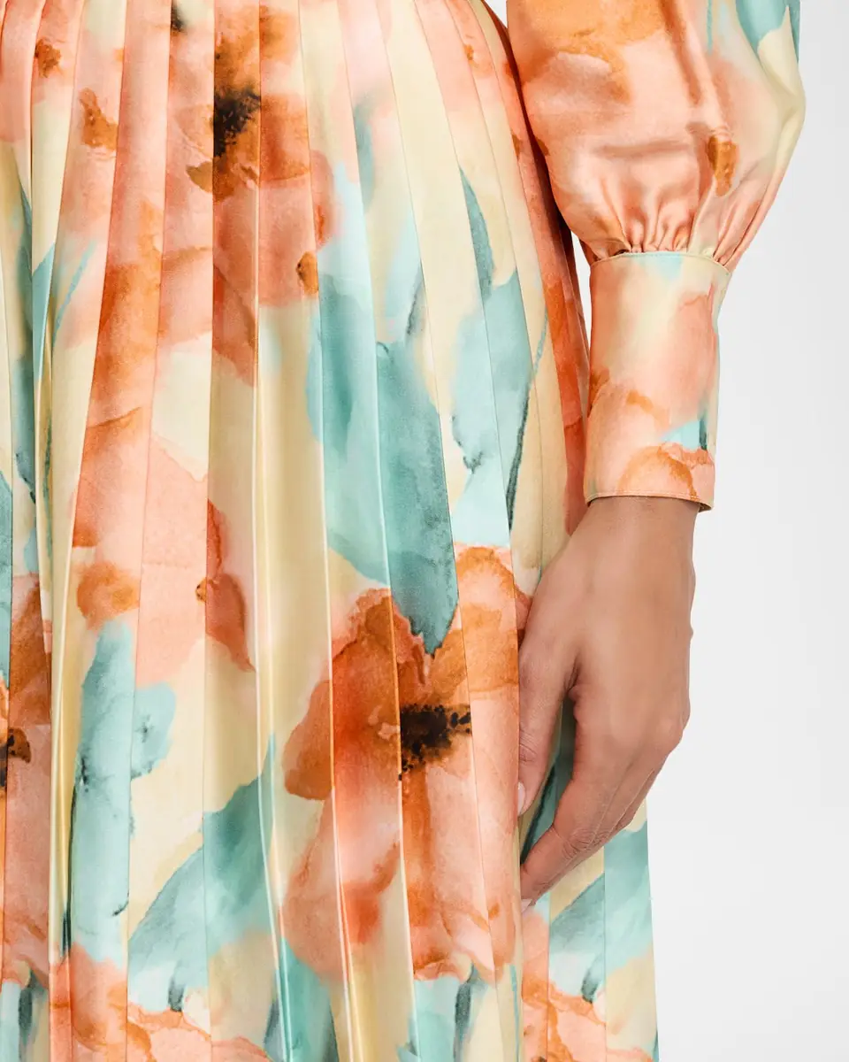 Misook Pleated Floral-Print Crepe De Chine Midi Skirt | Thumbnail 4 Misook Pleated Floral-Print Crepe De Chine Midi Skirt | Thumbnail 4