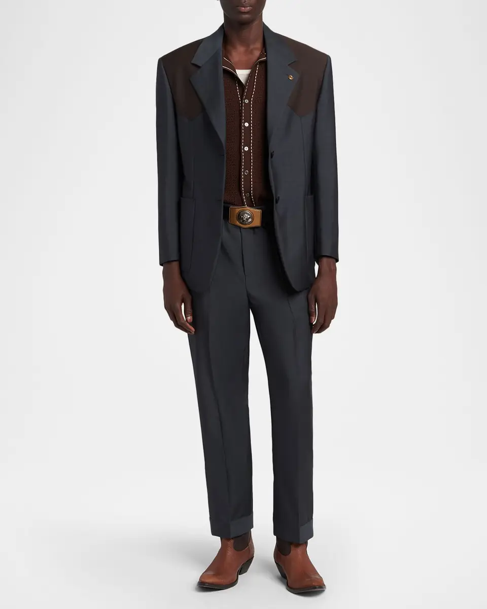 Versace Men's Single-Breasted Wool Formal Jacket | Thumbnail 2 Versace Men's Single-Breasted Wool Formal Jacket | Thumbnail 2