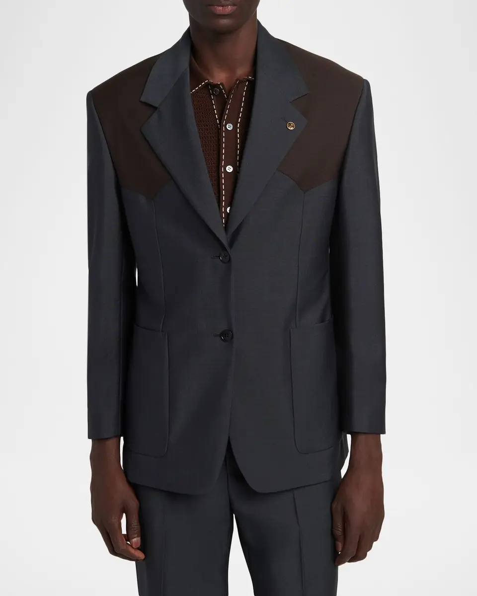 Versace Men's Single-Breasted Wool Formal Jacket | Thumbnail 4 Versace Men's Single-Breasted Wool Formal Jacket | Thumbnail 4