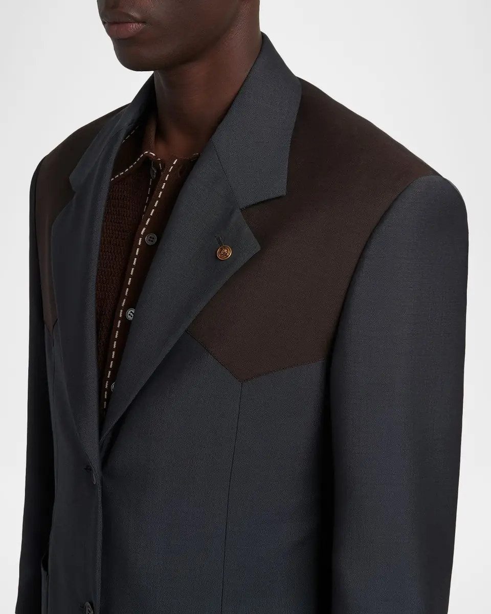 Versace Men's Single-Breasted Wool Formal Jacket | Thumbnail 5 Versace Men's Single-Breasted Wool Formal Jacket | Thumbnail 5