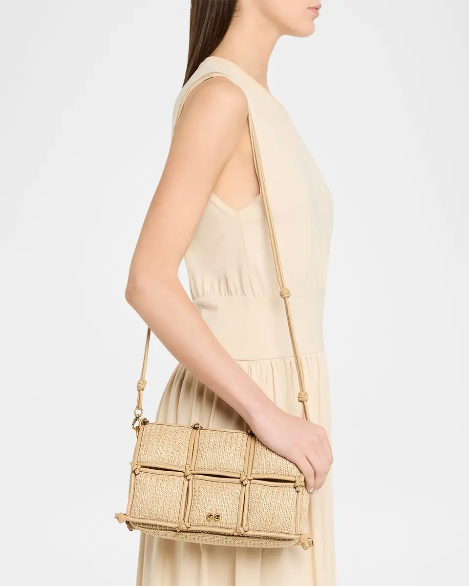 Cult Gaia Puff Straw & Leather-Trim Crossbody Bag | Thumbnail 2
