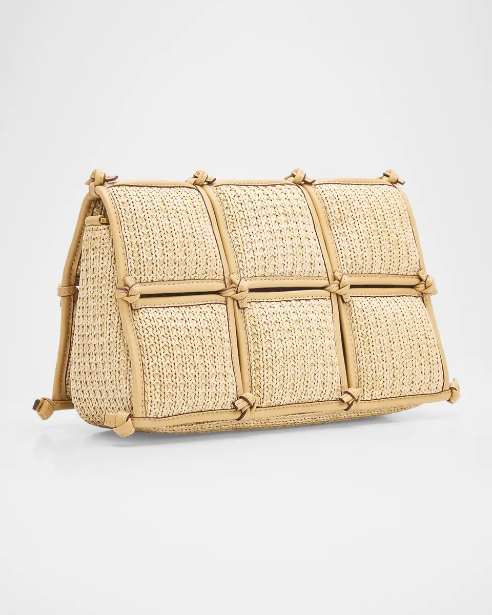 Cult Gaia Puff Straw & Leather-Trim Crossbody Bag | Thumbnail 3