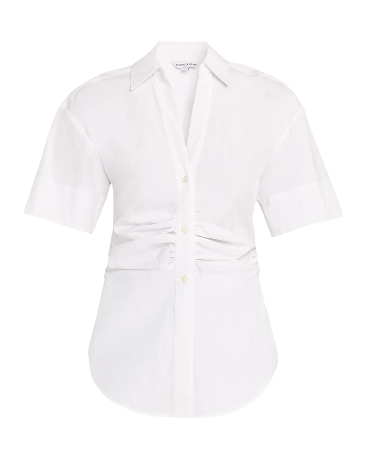 Ruched Button-Down Stretch Cotton Shirt Ruched Button-Down Stretch Cotton Shirt