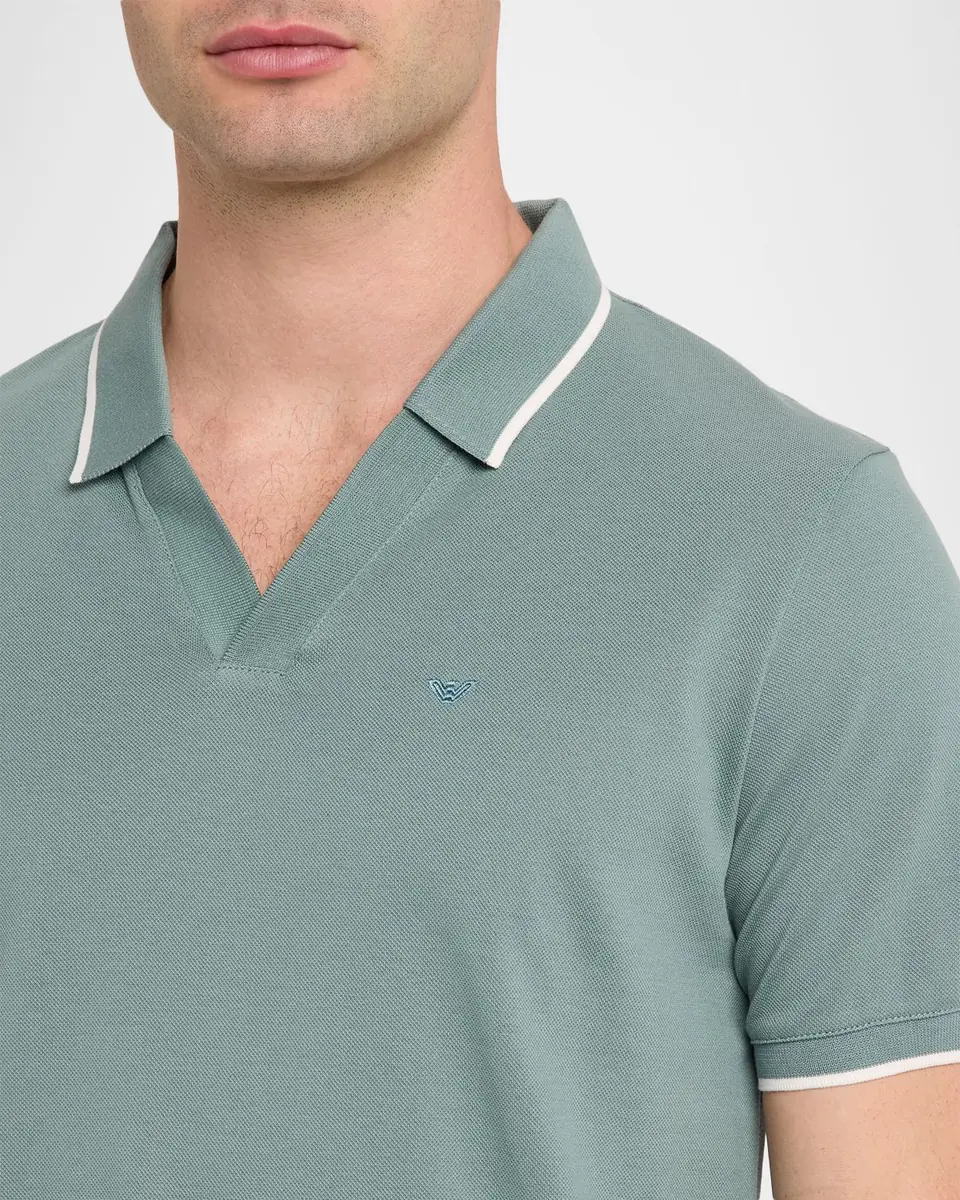 Emporio Armani Men's V-Neck Pique Polo Shirt | Thumbnail 5 Emporio Armani Men's V-Neck Pique Polo Shirt | Thumbnail 5