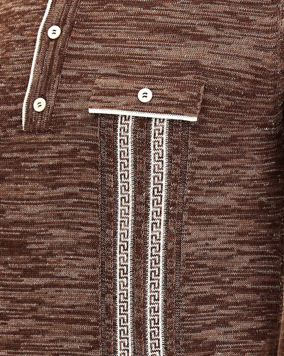 Versace Men's Mouline Jacquard Knit Polo | Thumbnail 3