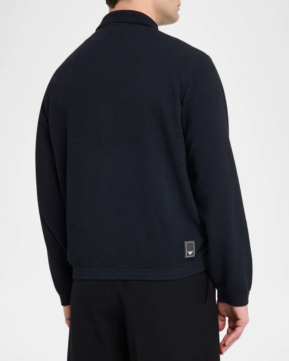Emporio Armani Men's Textured Jersey Full-Zip Sweater | Thumbnail 3 Emporio Armani Men's Textured Jersey Full-Zip Sweater | Thumbnail 3