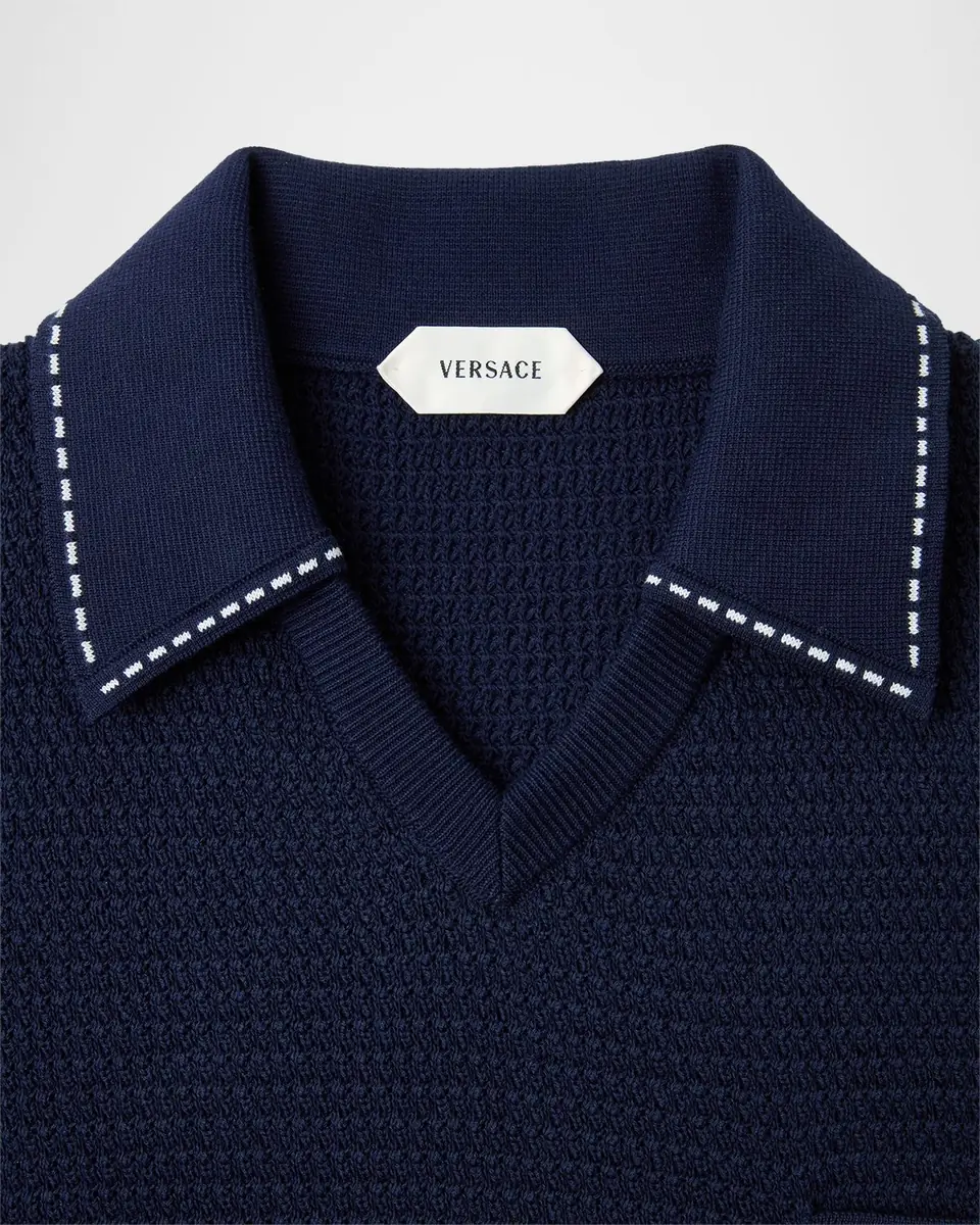 Versace Medusa Knit Cotton Polo | Thumbnail 4 Versace Medusa Knit Cotton Polo | Thumbnail 4