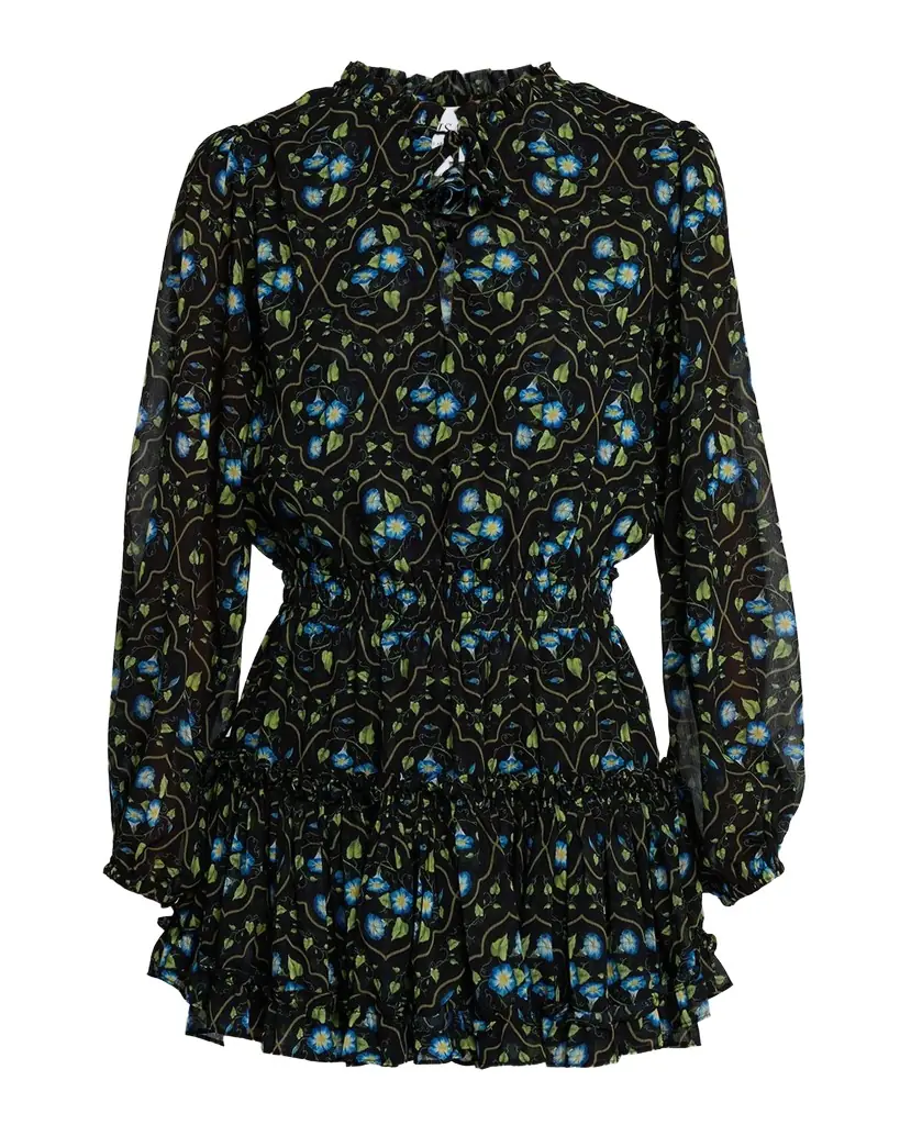 MISA Los Angeles Lorena Morning Glory Lattice Chiffon Mini Dress | Image 1 MISA Los Angeles Lorena Morning Glory Lattice Chiffon Mini Dress | Image 1