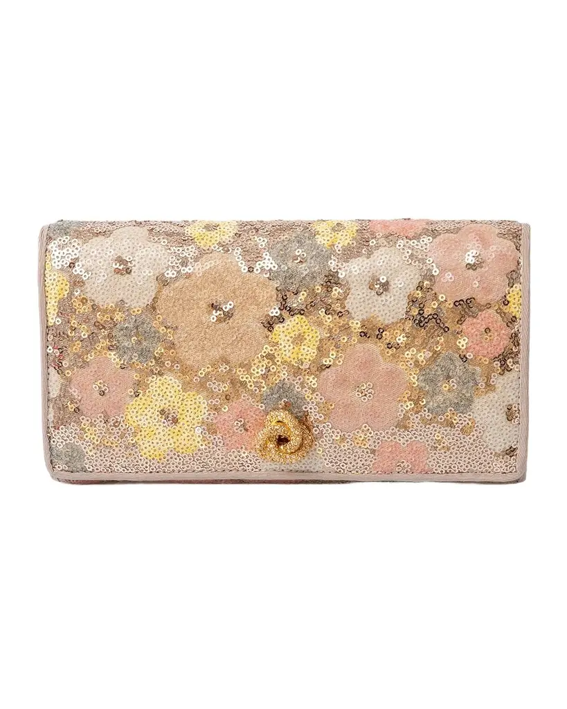 Michelle Wilhite Olivia Sequined Floral Clutch Bag | Image 1 Michelle Wilhite Olivia Sequined Floral Clutch Bag | Image 1