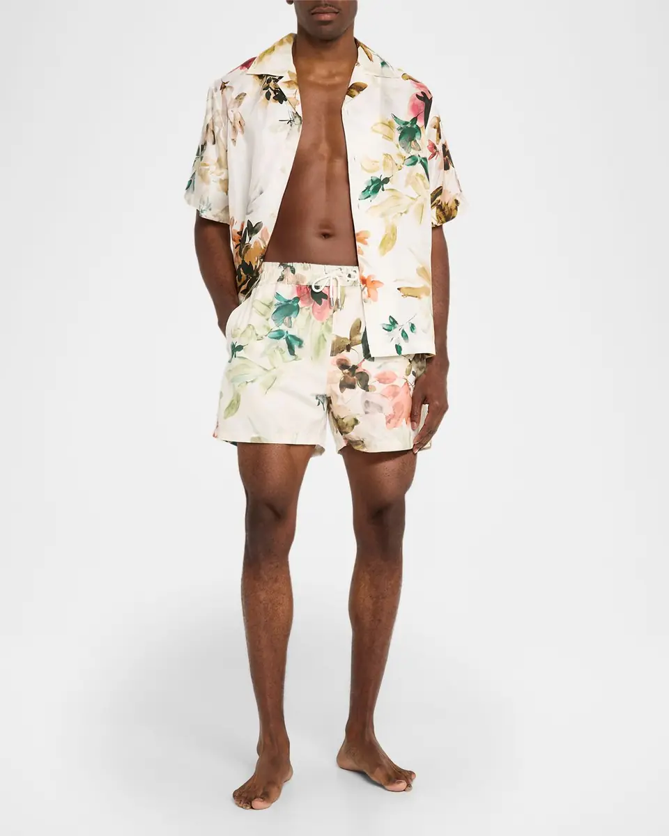SIMKHAI Men's Lowell Watercolor Floral Swim Shorts | Thumbnail 2