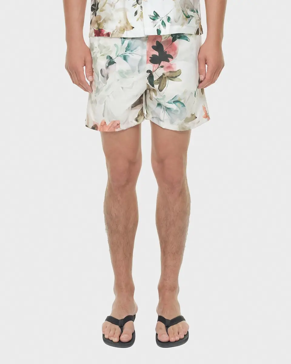 SIMKHAI Men's Lowell Watercolor Floral Swim Shorts | Thumbnail 4