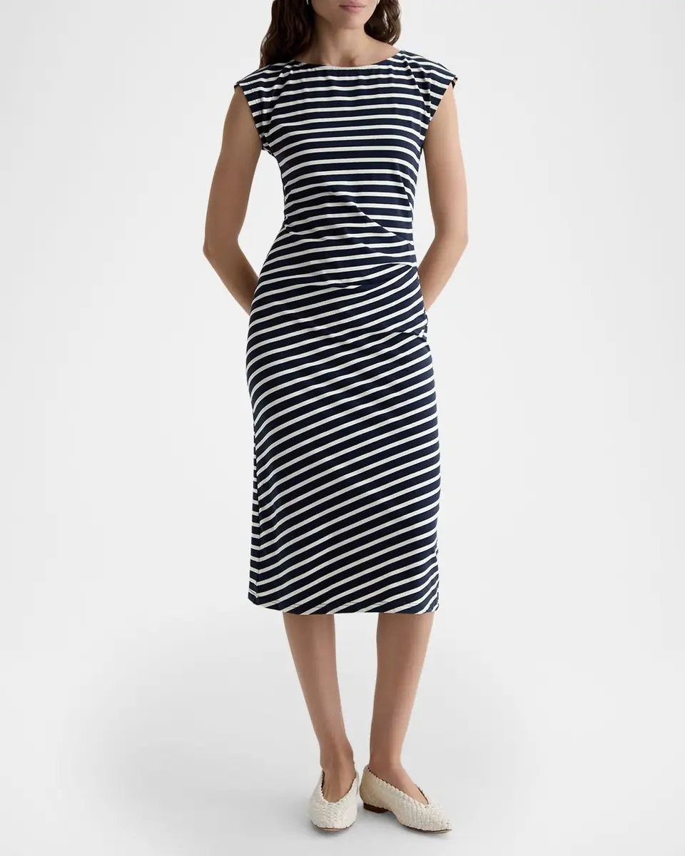 AG Jeans Aja Cap-Sleeve Striped Jersey Midi Dress | Thumbnail 2 AG Jeans Aja Cap-Sleeve Striped Jersey Midi Dress | Thumbnail 2