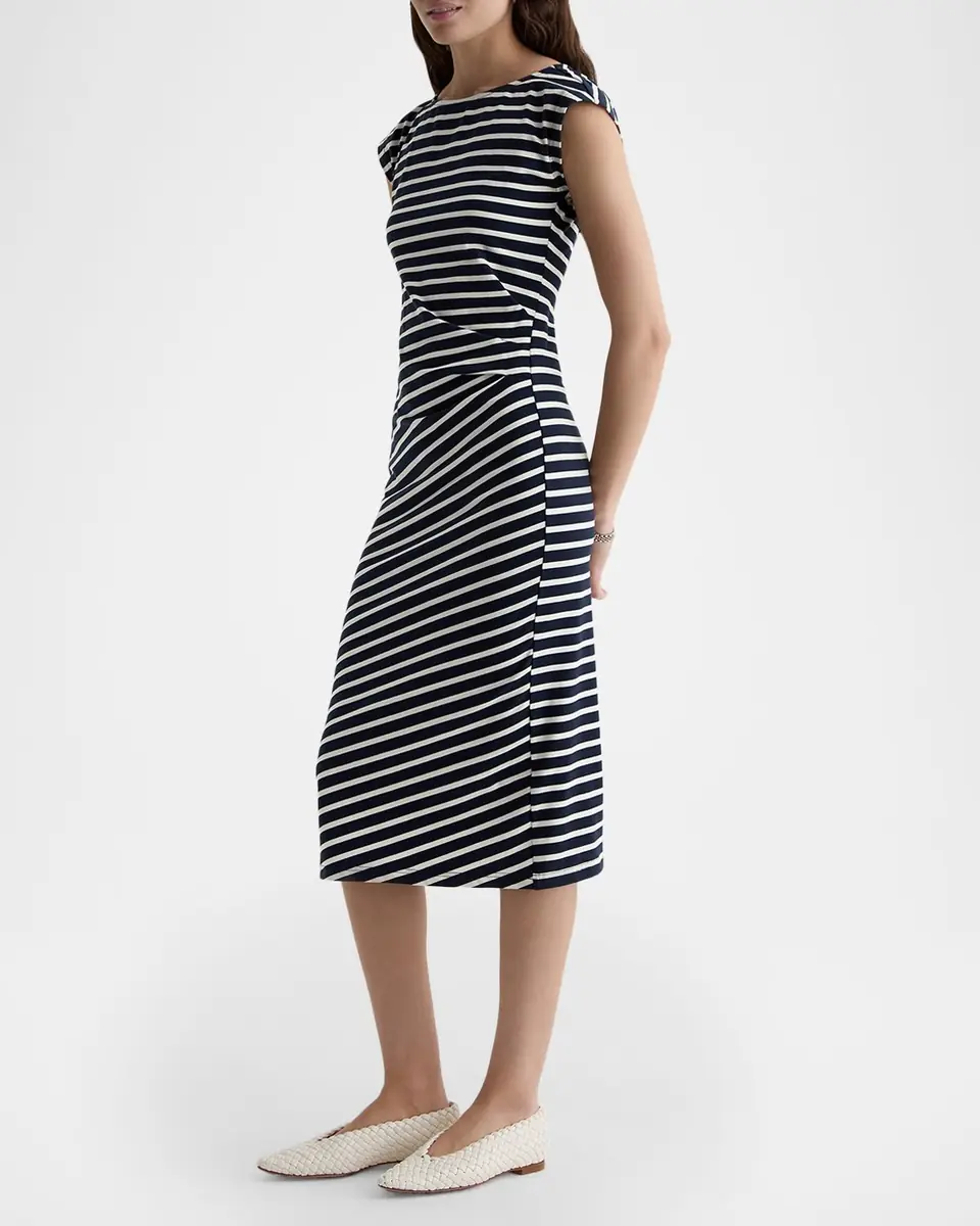 AG Jeans Aja Cap-Sleeve Striped Jersey Midi Dress | Thumbnail 4 AG Jeans Aja Cap-Sleeve Striped Jersey Midi Dress | Thumbnail 4