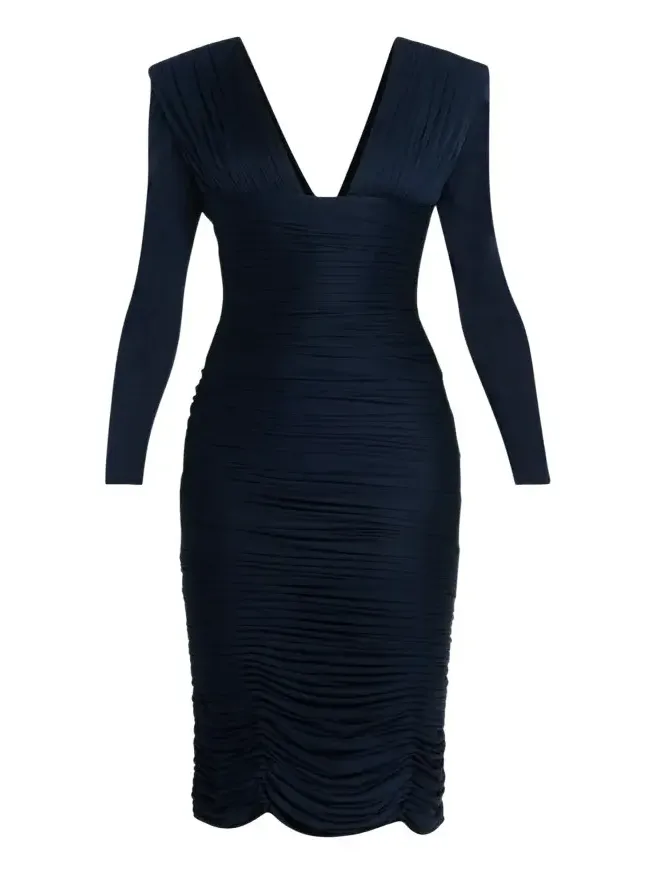 Gathered Long-Sleeve Midi Dress Gathered Long-Sleeve Midi Dress