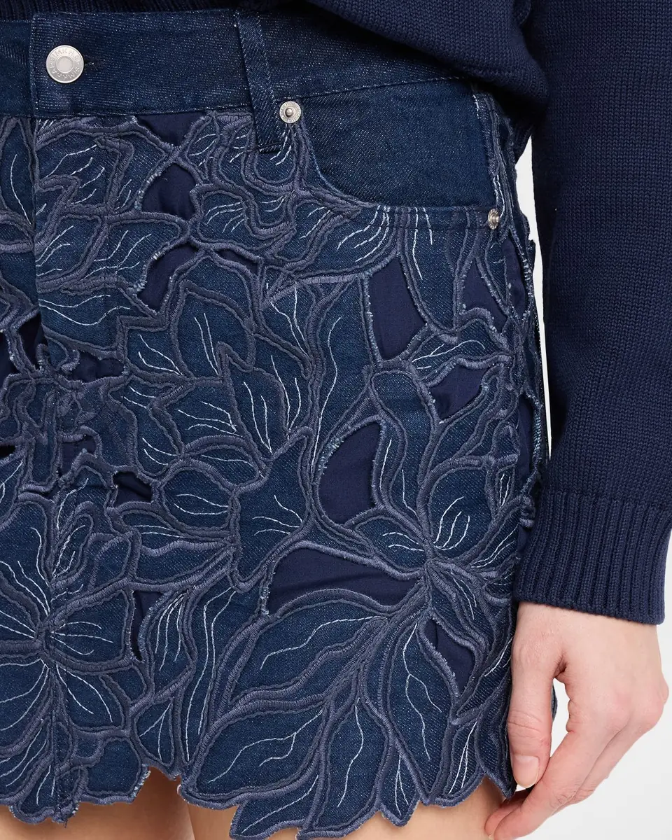 SIMKHAI Winnie Floral Denim Mini Skirt | Thumbnail 4 SIMKHAI Winnie Floral Denim Mini Skirt | Thumbnail 4