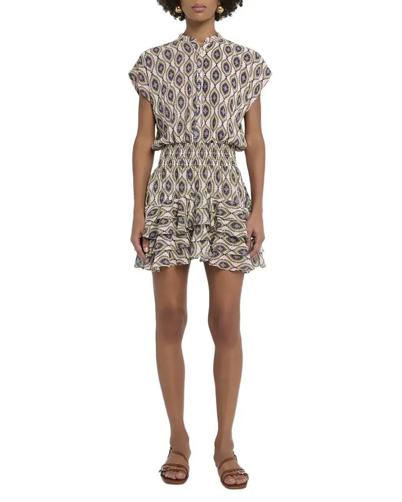 MISA Los Angeles Evie Mosaic Eye Chiffon Mini Dress | Image 1 MISA Los Angeles Evie Mosaic Eye Chiffon Mini Dress | Image 1