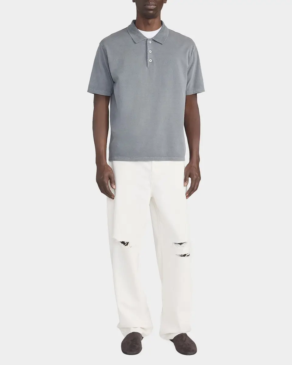 FRAME Men's Washed-Finish Cotton Polo Shirt | Thumbnail 2