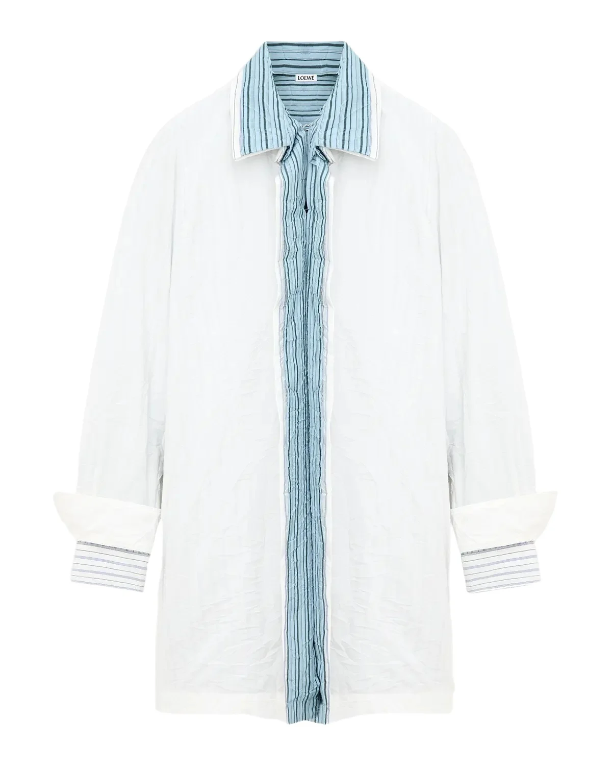 Crinkled Cotton Poplin Layered Mini Shirtdress Crinkled Cotton Poplin Layered Mini Shirtdress