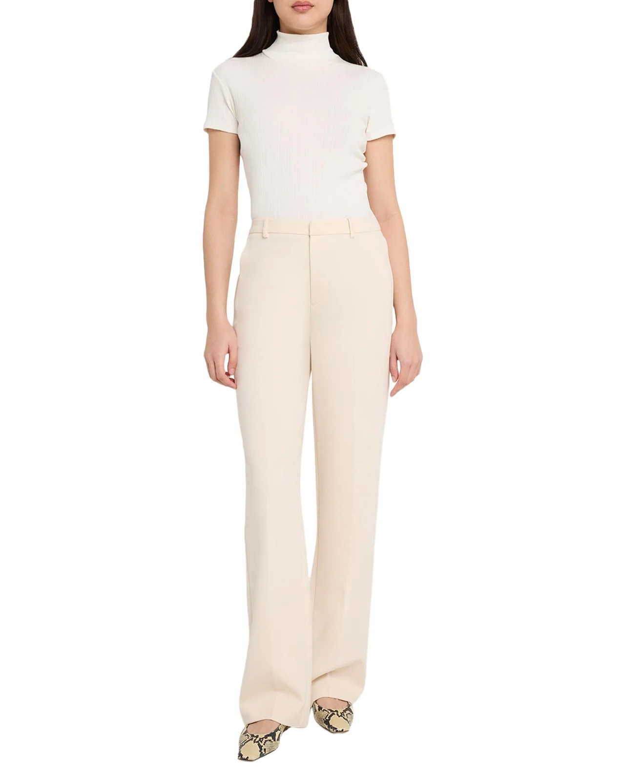 Vince Ribbed Mock-Neck Top
