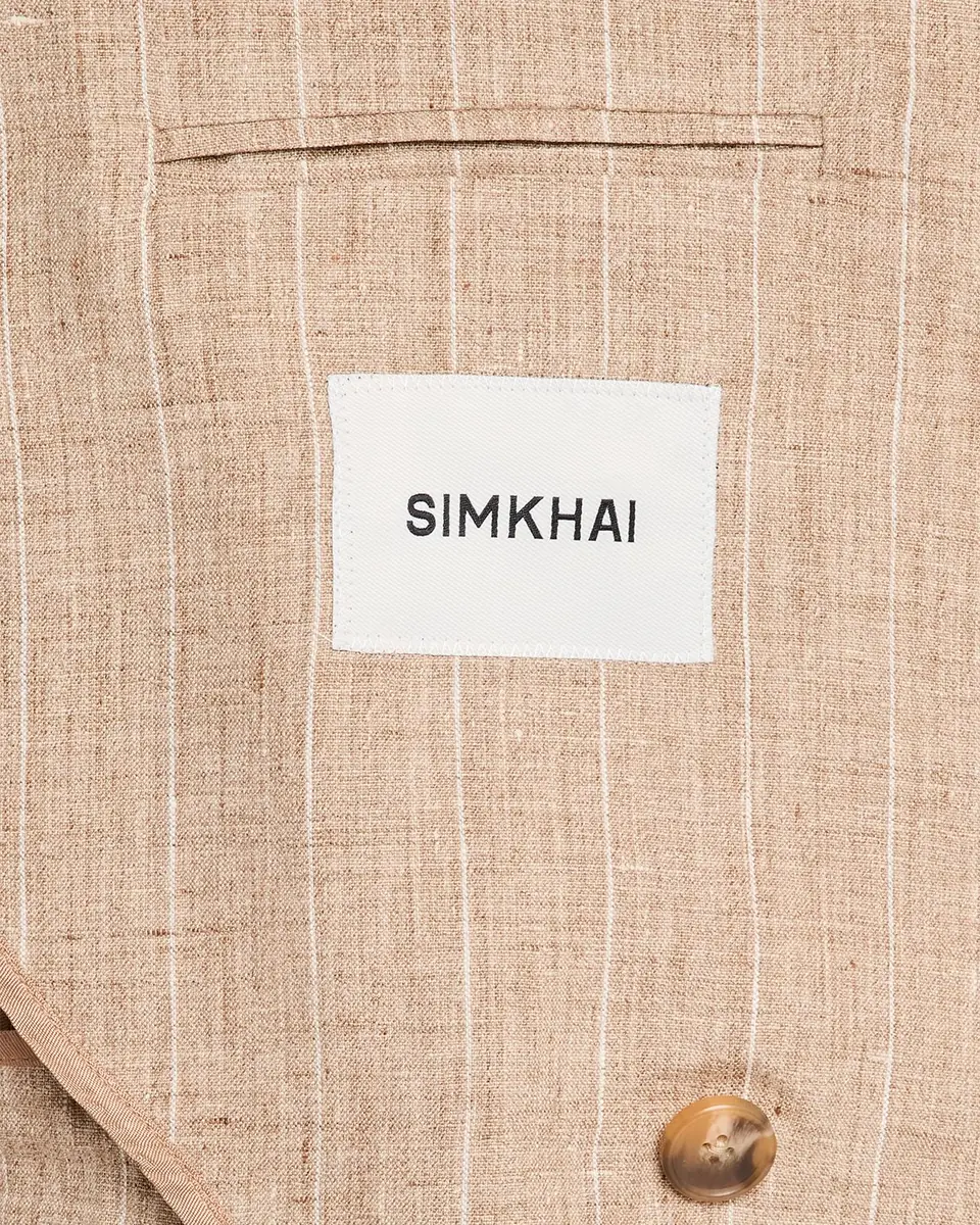 Simkhai Men's Lucas Linen Stripe Double-Breasted Blazer | Thumbnail 6 Simkhai Men's Lucas Linen Stripe Double-Breasted Blazer | Thumbnail 6