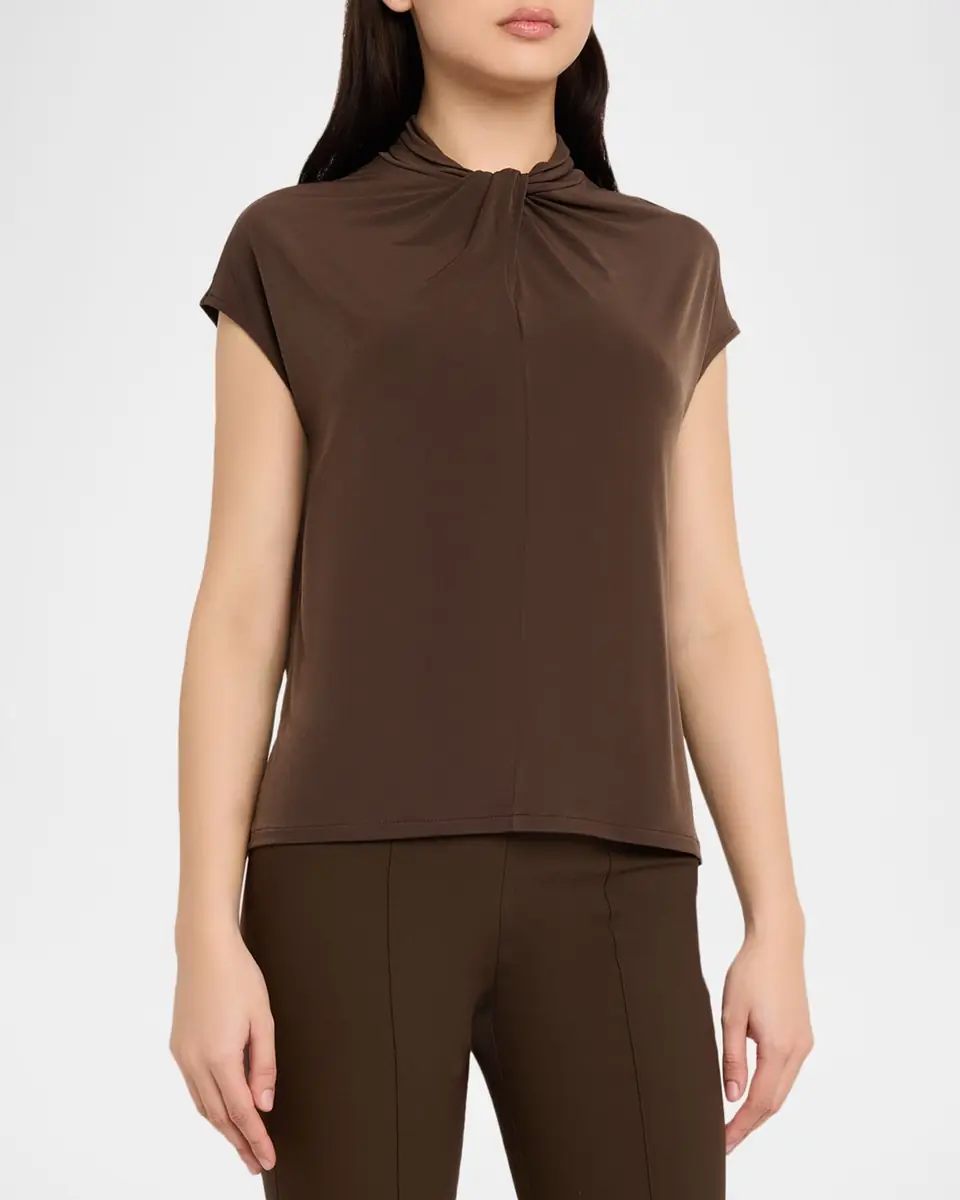 Vince Cap-Sleeve Twist-Front Jersey Top | Thumbnail 4