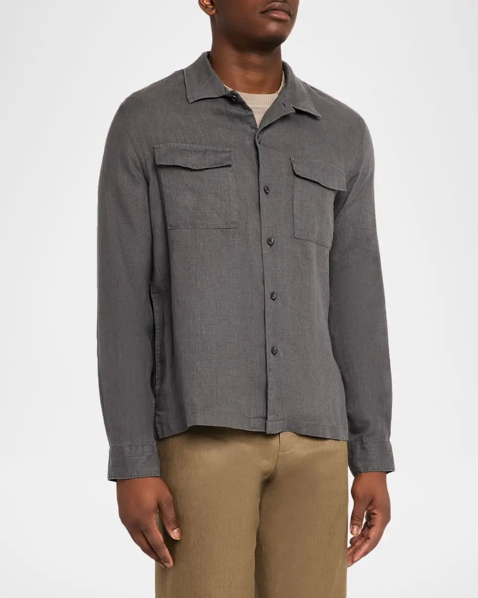 Vince Men's Linen Garage Button-Down Shirt | Thumbnail 3