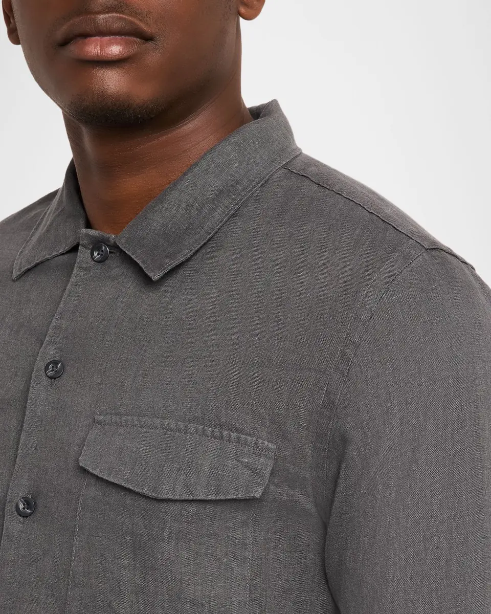 Vince Men's Linen Garage Button-Down Shirt | Thumbnail 4