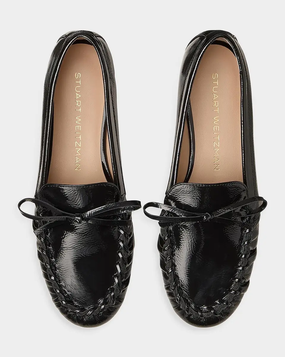 Stuart Weitzman Britt Crinkled Patent Leather Bow Loafers | Thumbnail 2 Stuart Weitzman Britt Crinkled Patent Leather Bow Loafers | Thumbnail 2