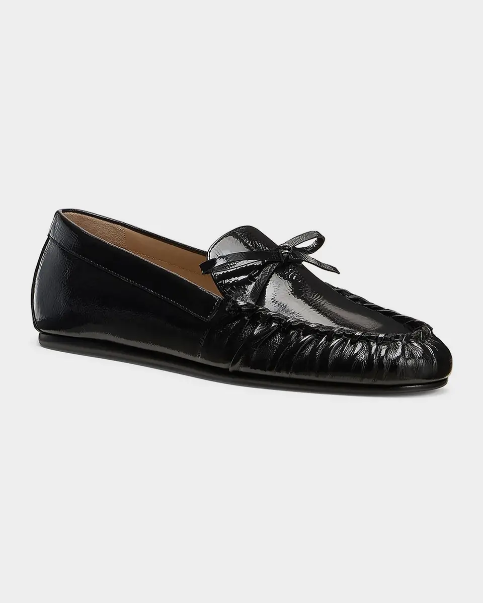 Stuart Weitzman Britt Crinkled Patent Leather Bow Loafers | Thumbnail 3 Stuart Weitzman Britt Crinkled Patent Leather Bow Loafers | Thumbnail 3