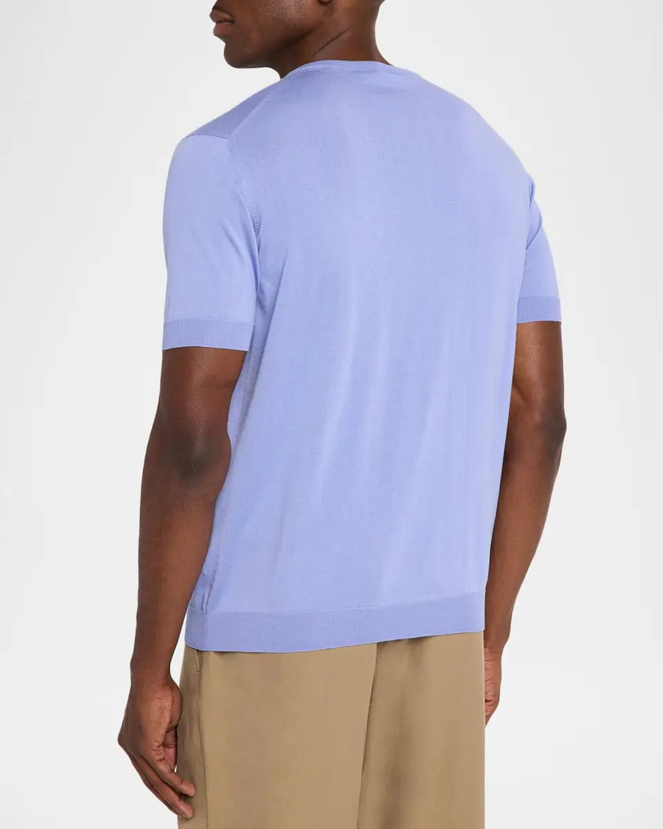 Giorgio Armani Men's Cotton and Silk Short-Sleeve Crewneck Sweater | Thumbnail 3 Giorgio Armani Men's Cotton and Silk Short-Sleeve Crewneck Sweater | Thumbnail 3