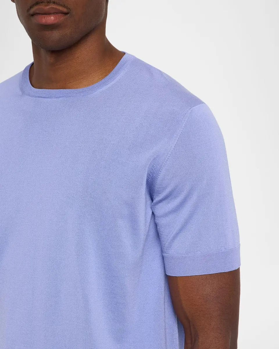 Giorgio Armani Men's Cotton and Silk Short-Sleeve Crewneck Sweater | Thumbnail 5 Giorgio Armani Men's Cotton and Silk Short-Sleeve Crewneck Sweater | Thumbnail 5