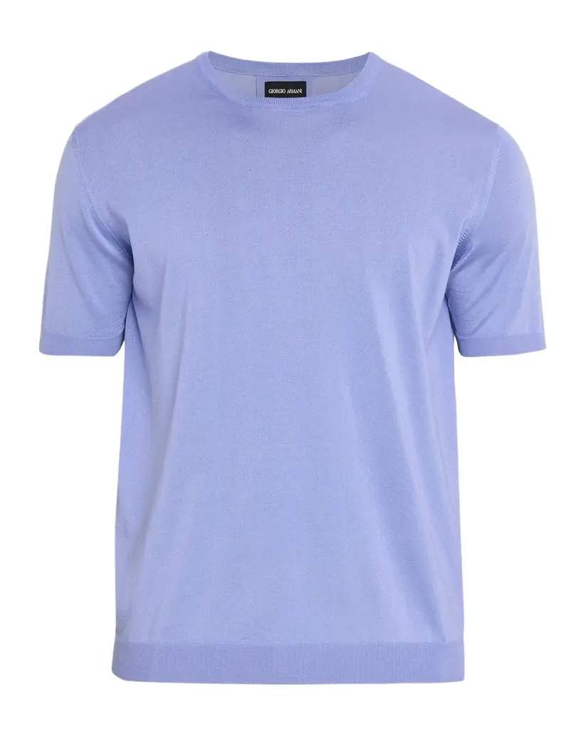 Men's Cotton and Silk Short-Sleeve Crewneck Sweater Men's Cotton and Silk Short-Sleeve Crewneck Sweater