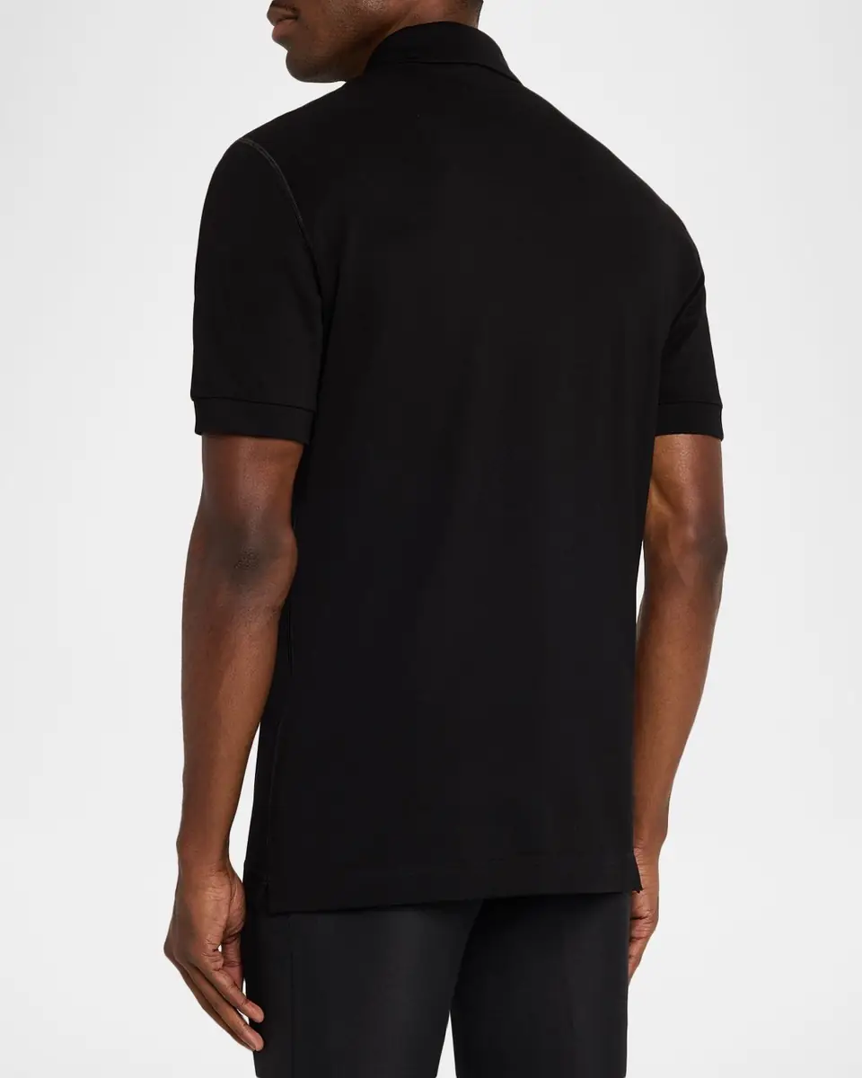 Dolce & Gabbana Men's Cotton Pique Polo Shirt with Branded Tag | Thumbnail 2 Dolce & Gabbana Men's Cotton Pique Polo Shirt with Branded Tag | Thumbnail 2