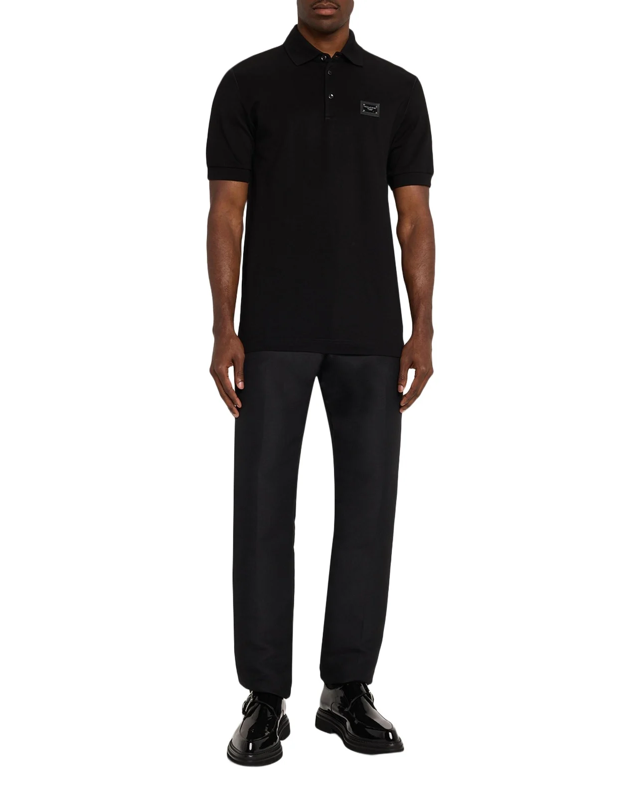 Dolce & Gabbana Men's Cotton Pique Polo Shirt with Branded Tag