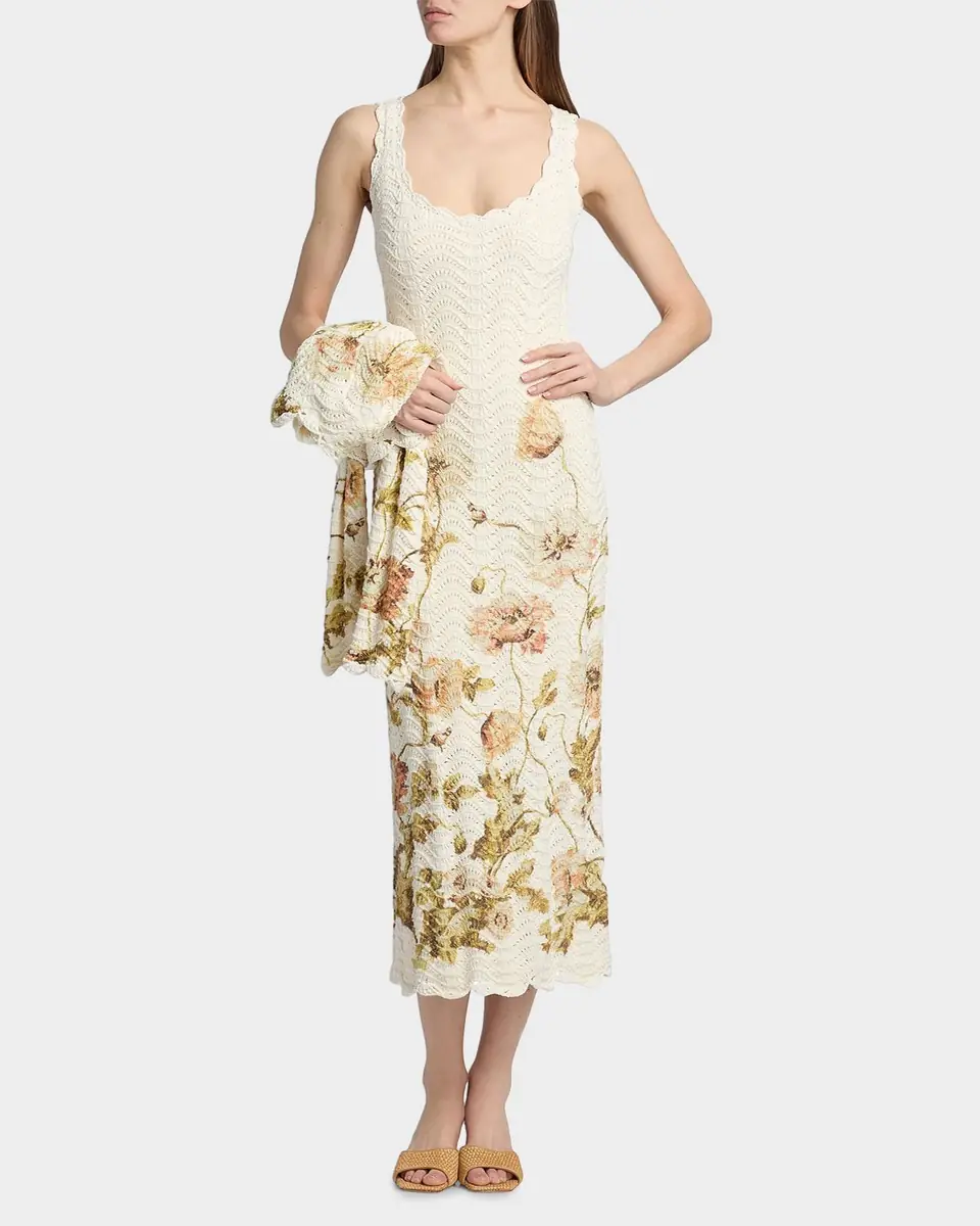 Cara Cara Orel Floral Crochet Knit Sleeveless Maxi Dress | Thumbnail 3