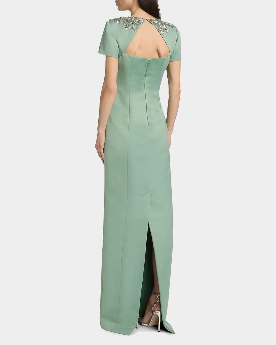 Theia Sorelia Beaded Duchess Satin Column Gown | Thumbnail 2 Theia Sorelia Beaded Duchess Satin Column Gown | Thumbnail 2