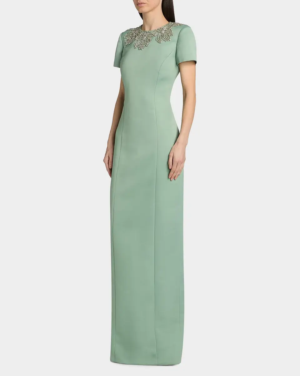 Theia Sorelia Beaded Duchess Satin Column Gown | Thumbnail 3 Theia Sorelia Beaded Duchess Satin Column Gown | Thumbnail 3