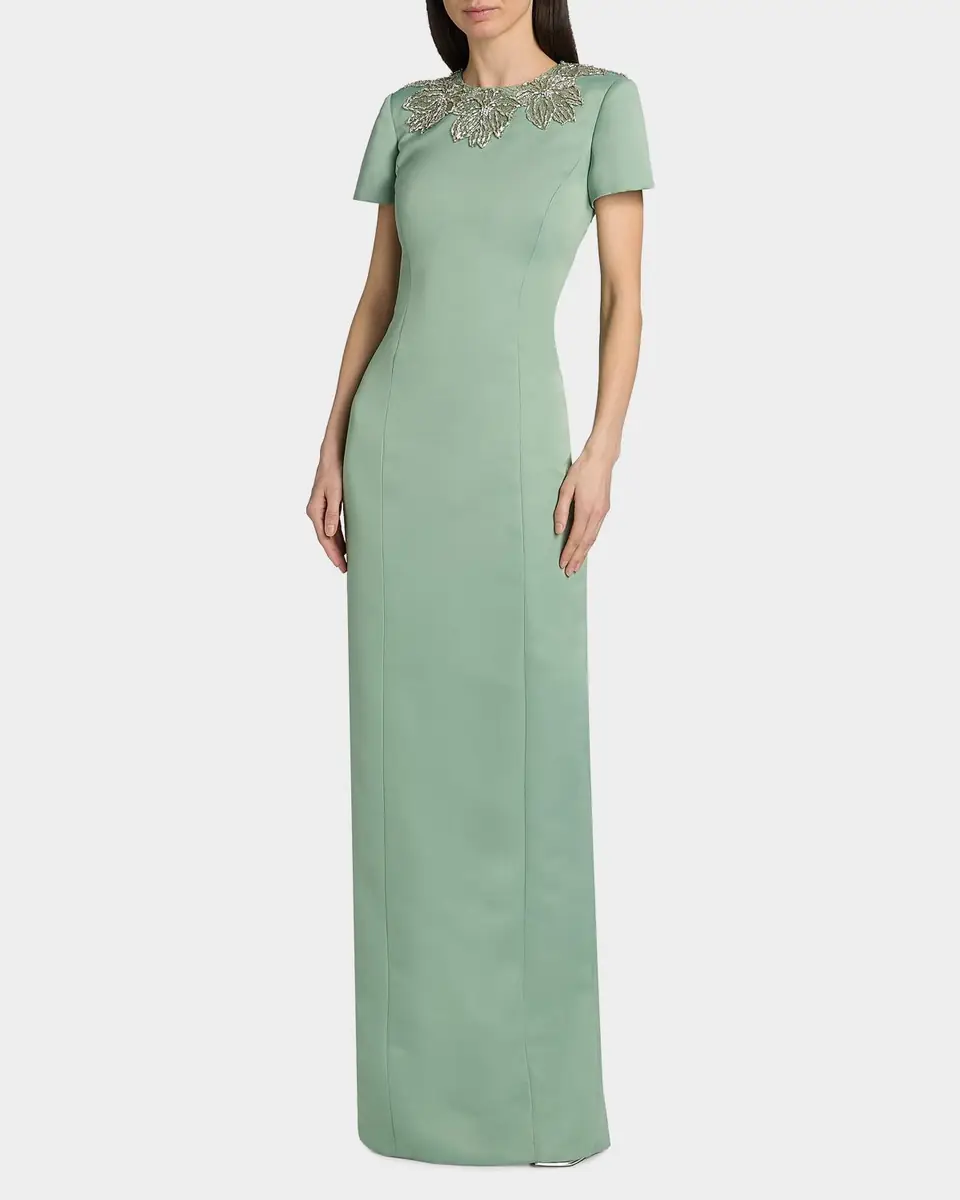 Theia Sorelia Beaded Duchess Satin Column Gown | Thumbnail 6 Theia Sorelia Beaded Duchess Satin Column Gown | Thumbnail 6