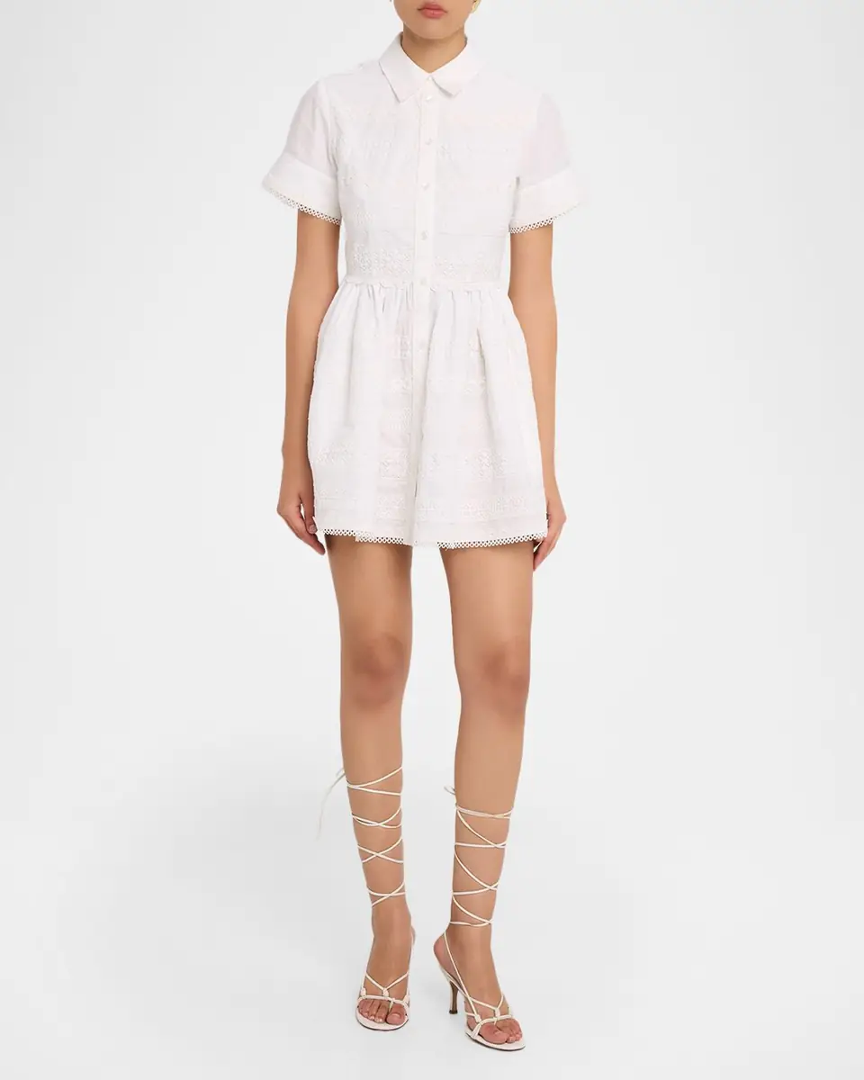 Cara Cara Kai Lace Cotton Mini Shirtdress | Thumbnail 2 Cara Cara Kai Lace Cotton Mini Shirtdress | Thumbnail 2